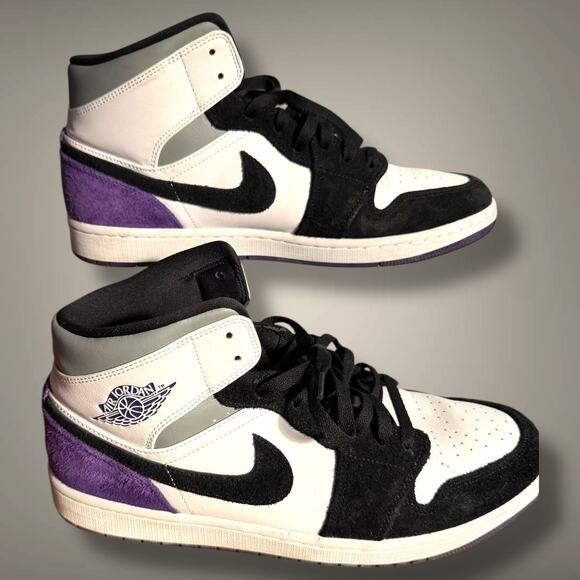 Men\'s 11.5 NIKE AIR JORDAN 1 Mid SE Varsity Purple Leather Sneakers EUC With COA main image 16